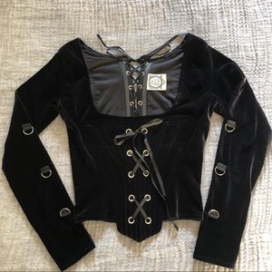 The Dark Angel Velvet + Lace Corset Top